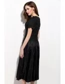 Elegant Lace Top Knee Length Dress Short Sleeve