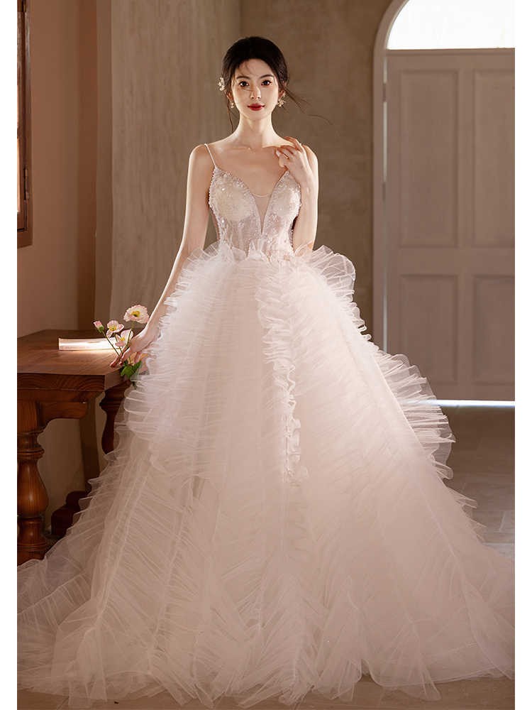 Bridal ball dress shooting fluffy tulle robe pregnant woman wedding party dress main image 0