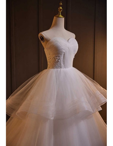 Strapless Ballgown Tulle Wedding Dress With Ruffles
