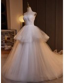 Strapless Ballgown Tulle Wedding Dress With Ruffles