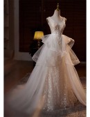 Beautiful Beaded Lace Ruffled Tulle Wedding Dress