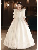 Vintage Inspired Ballgown Long Wedding Dress With Puff Sleeves