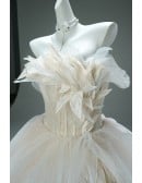 Dreamy Tulle Champagne Wedding Gown | Beautiful Off-shoulder Ball Gown For Brides