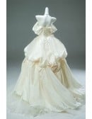 Elegant Champagne Colored Wedding Dress | Vintage Inspired Off-shoulder Corset Gown