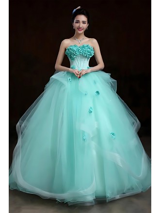 Light Mint Green Quinceanera Dress - Sage Green Bridal Gown With Ruffled Off-shoulder And Floral Details