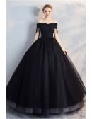 Beautiful Black Lace Wedding Dress - Ball Gown With Unique Tassel Sleeves