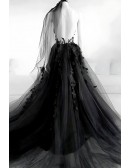 Dramatic Black Tulle Wedding Dress | Victorian Inspired Ball Gown With Lace & Ruffles