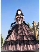 Gothic Black & Pink Ball Gown Wedding Dress | Victorian Corset With Strappy Corset