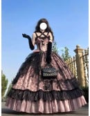 Gothic Black & Pink Ball Gown Wedding Dress | Victorian Corset With Strappy Corset