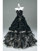 Dramatic Black Ruffled Wedding Dress | Victorian Inspired Corset Ball Gown For Bride