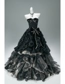 Dramatic Black Ruffled Wedding Dress | Victorian Inspired Corset Ball Gown For Bride