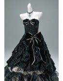 Dramatic Black Ruffled Wedding Dress | Victorian Inspired Corset Ball Gown For Bride