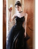 Stunning Long Black Sparkle Wedding Dress - Formal Evening & Event Gown