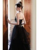 Stunning Long Black Sparkle Wedding Dress - Formal Evening & Event Gown