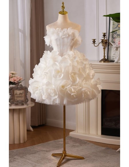 Elegant White Bridal Gown With Off Shoulder Design And Volume Ruffles For Wedding Ceremony