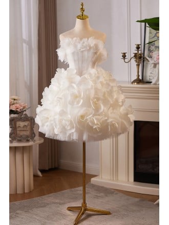 Elegant White Bridal Gown With Off Shoulder Design And Volume Ruffles For Wedding Ceremony