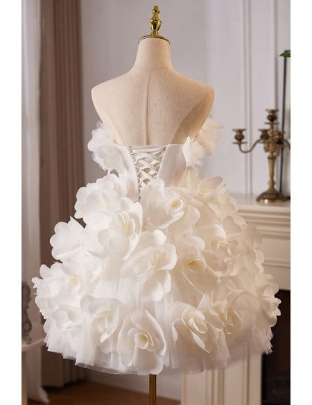 Elegant White Bridal Gown With Off Shoulder Design And Volume Ruffles For Wedding Ceremony
