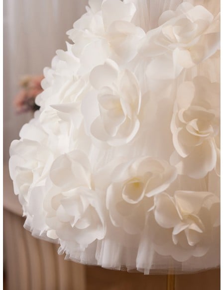 Elegant White Bridal Gown With Off Shoulder Design And Volume Ruffles For Wedding Ceremony