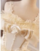 Retro Lolita Champagne Homecoming Dress With Ruffled Layers And Floral Embellishments Short Length For Prom
