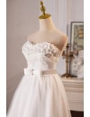 Graceful White High Low Wedding Dress With Lace Embroidery Sweetheart Neckline And Flowy Skirt For Brides