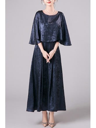 Comfy Cape Sleeves Aline Wedding Guest Maxi Dress