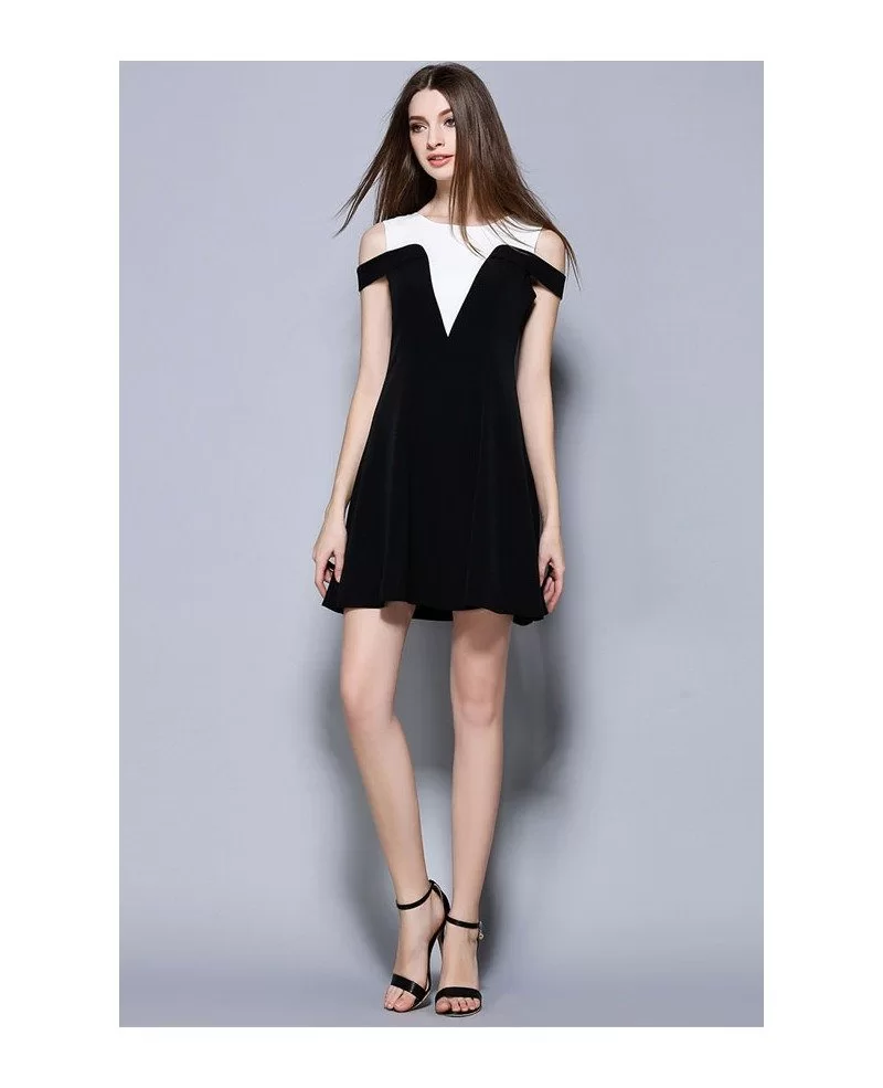 A-ling Black and White Short Party Dress -GemGrace