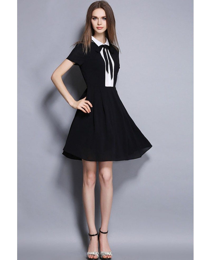 short black dress with white collar