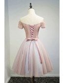 Special Ball-gown Off-the-shoulder Short Tulle Homecoming Dress With Appliques Lace