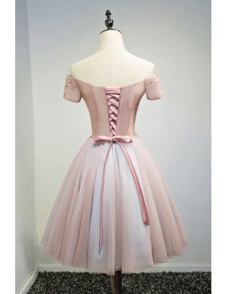 Special Ball-gown Off-the-shoulder Short Tulle Homecoming Dress With Appliques Lace