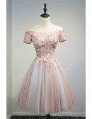 Special Ball-gown Off-the-shoulder Short Tulle Homecoming Dress With Appliques Lace