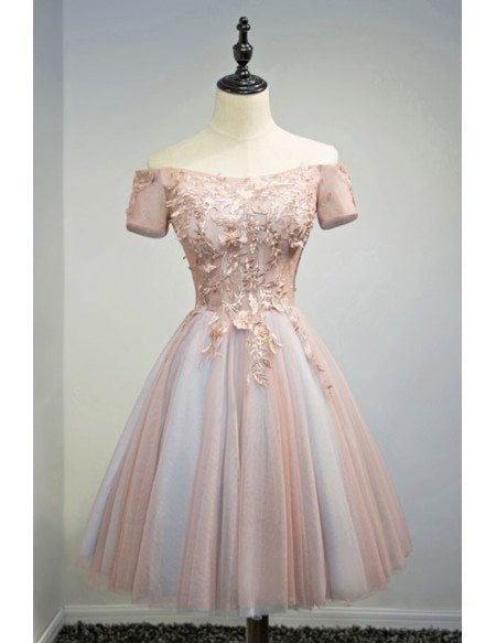 Special Ball-gown Off-the-shoulder Short Tulle Homecoming Dress With Appliques Lace
