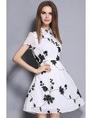 Floral Print Doll Collar Chiffon Short Dress