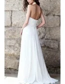 Vneck Long Halter Chiffon Beach Wedding Dress With Beaded Waist