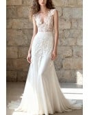 Gorgeous Ivory Lace Backless Wedding Dress Mermaid Silhouette