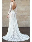 Exquisite Lace Overlay Wedding Gown Featuring Backless Design And Long Train