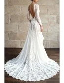 Exquisite Lace Overlay Wedding Gown Featuring Backless Design And Long Train