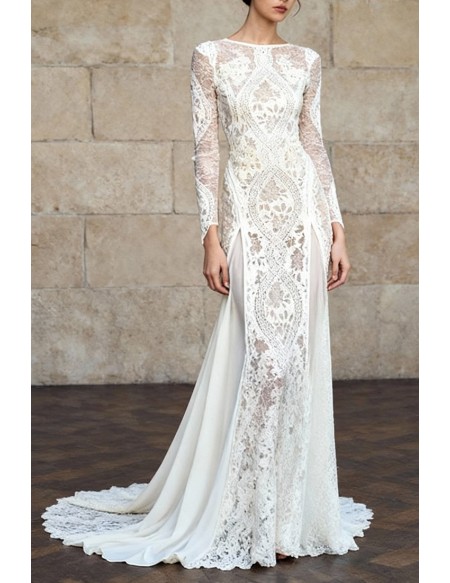 Exquisite Lace Overlay Wedding Gown Featuring Backless Design And Long Train