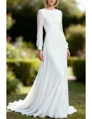 Elegant Aline White Chiffon Wedding Dress With Long Sleeves