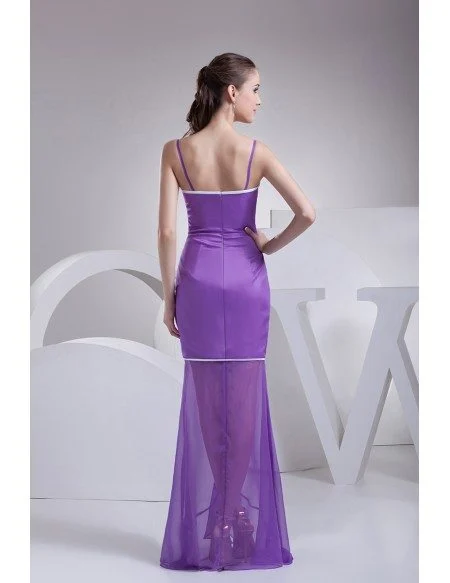 Pretty Purple Chiffon High Low Prom Dress with Spaghetti Straps