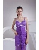 Pretty Purple Chiffon High Low Prom Dress with Spaghetti Straps