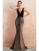 Low Back Tight Mermaid Black Long Formal Dress With Beading