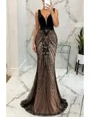 Low Back Tight Mermaid Black Long Formal Dress With Beading