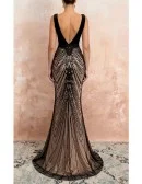 Low Back Tight Mermaid Black Long Formal Dress With Beading