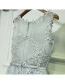 Gorgeous Grey Lace Tulle Prom Dress Long Sleeveless