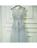 Gorgeous Grey Lace Tulle Prom Dress Long Sleeveless