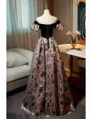 Unique Exotic Pattern Off Shouler Long Prom Dress For Formal