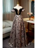 Unique Exotic Pattern Off Shouler Long Prom Dress For Formal