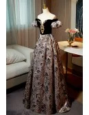 Unique Exotic Pattern Off Shouler Long Prom Dress For Formal