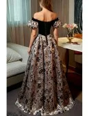 Unique Exotic Pattern Off Shouler Long Prom Dress For Formal