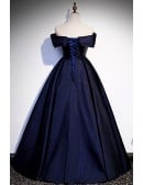 Navy Blue Off Shoulder Ballgown Prom Dress
